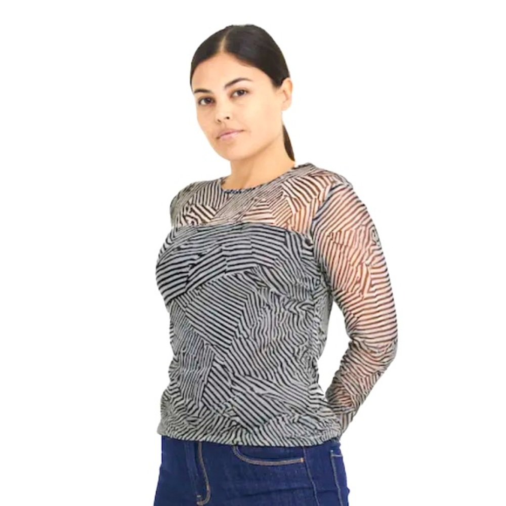 DKNY Mesh Ruched Top - Picture 3 of 9